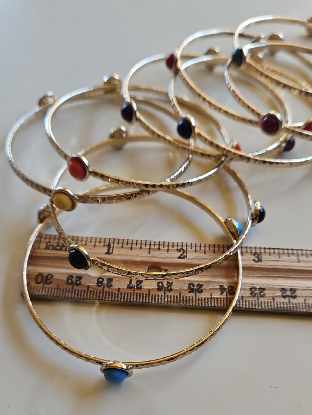 Nordstrom Gold-Tone Multi-Colored Enamel Stone Bangle Bracelet Set of 9 - Picture 3 of 5